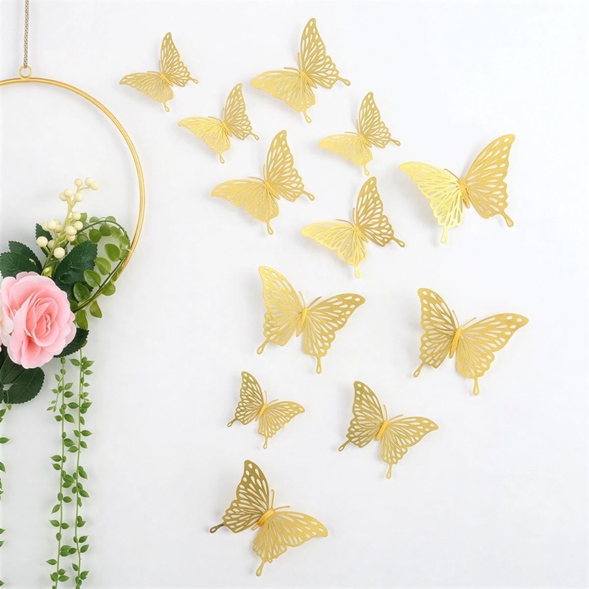 3D Butterfly Stick On Wall Decor With Creative Hollow Texture Decoration
