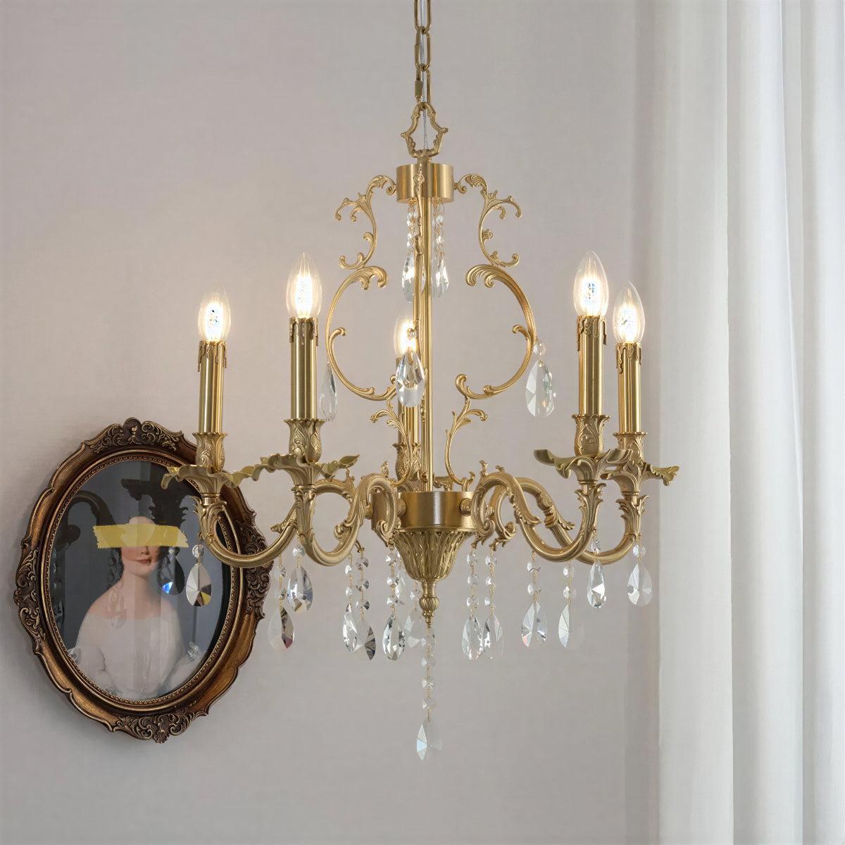 Antique Crystal Chandelier with Traditional Gold Finish