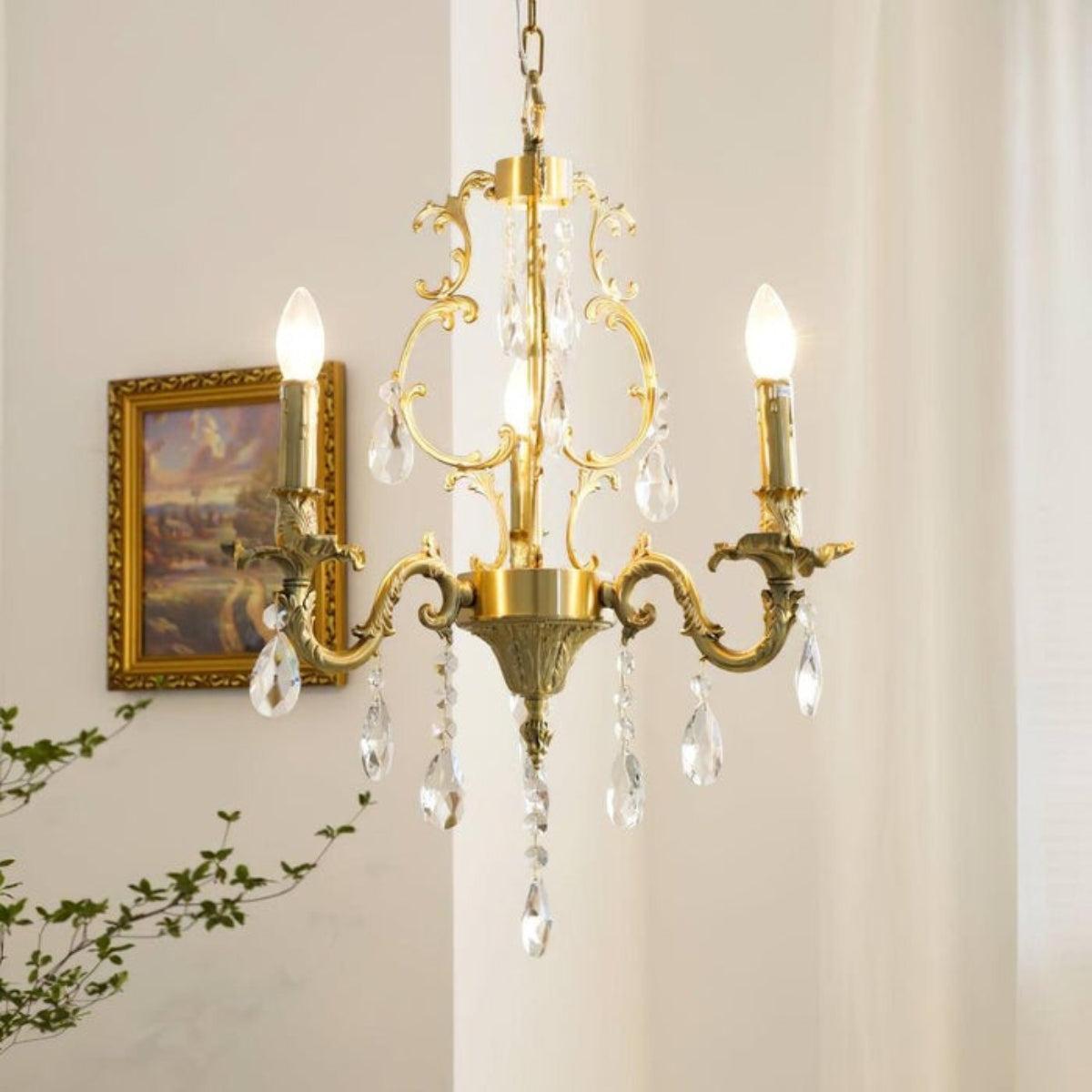 Antique Crystal Chandelier with Traditional Gold Finish
