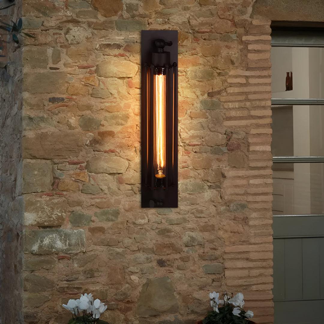 Antique Vintage Wall Sconce Light With Exposed Bulb Cage Design