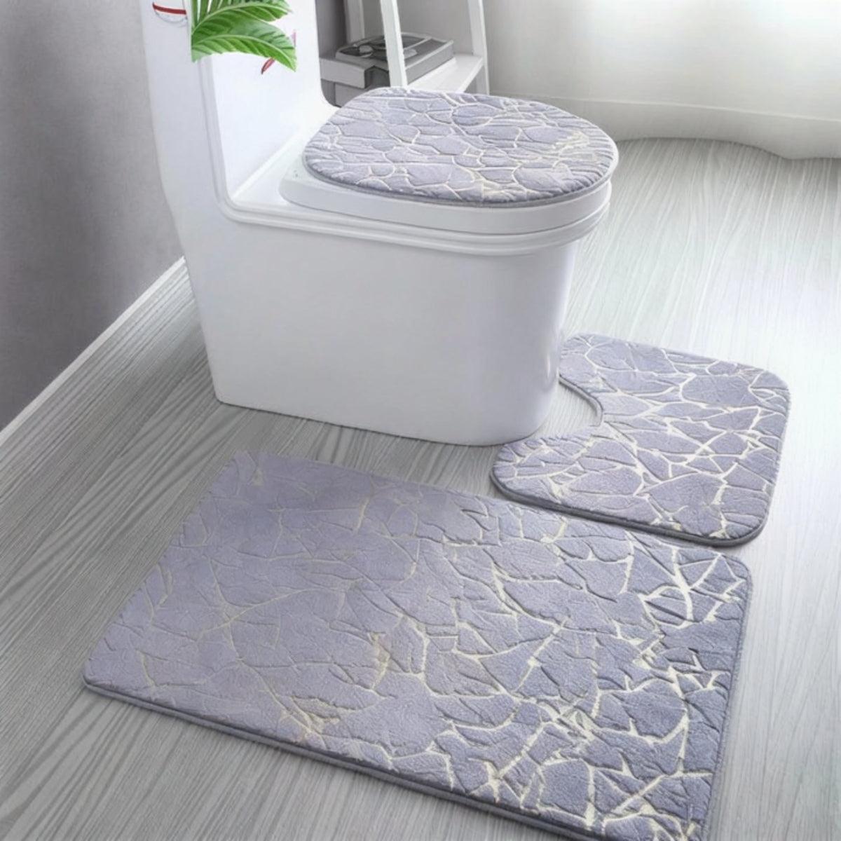 Bathroom Rug Set With Non Slip Toilet Seat Cover