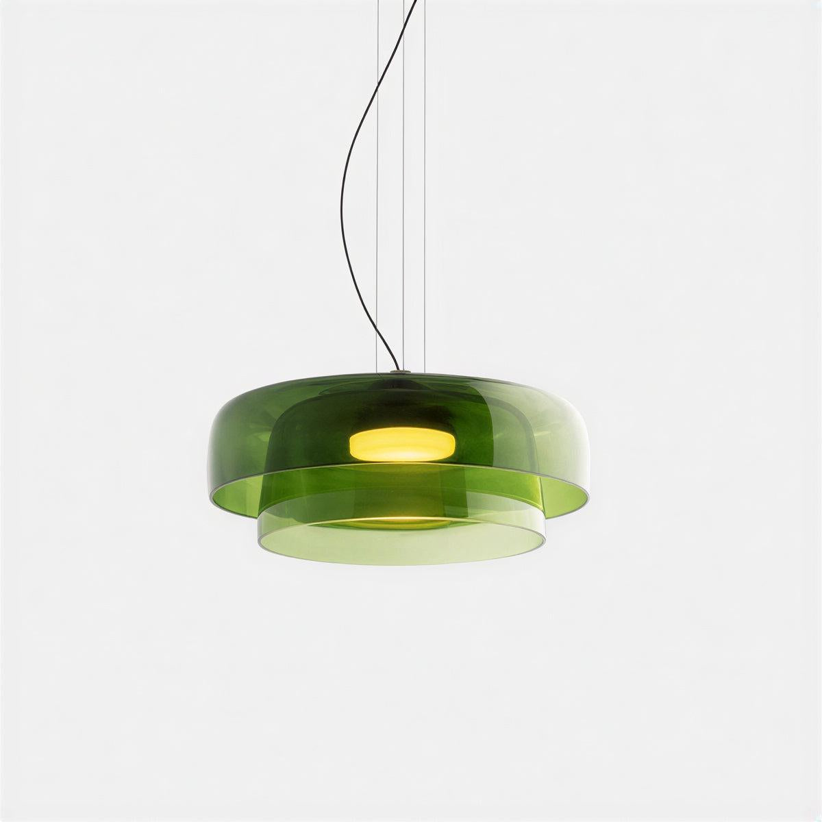 Bauhaus Glass Ceiling Pendant Light With Stacked Glass Design