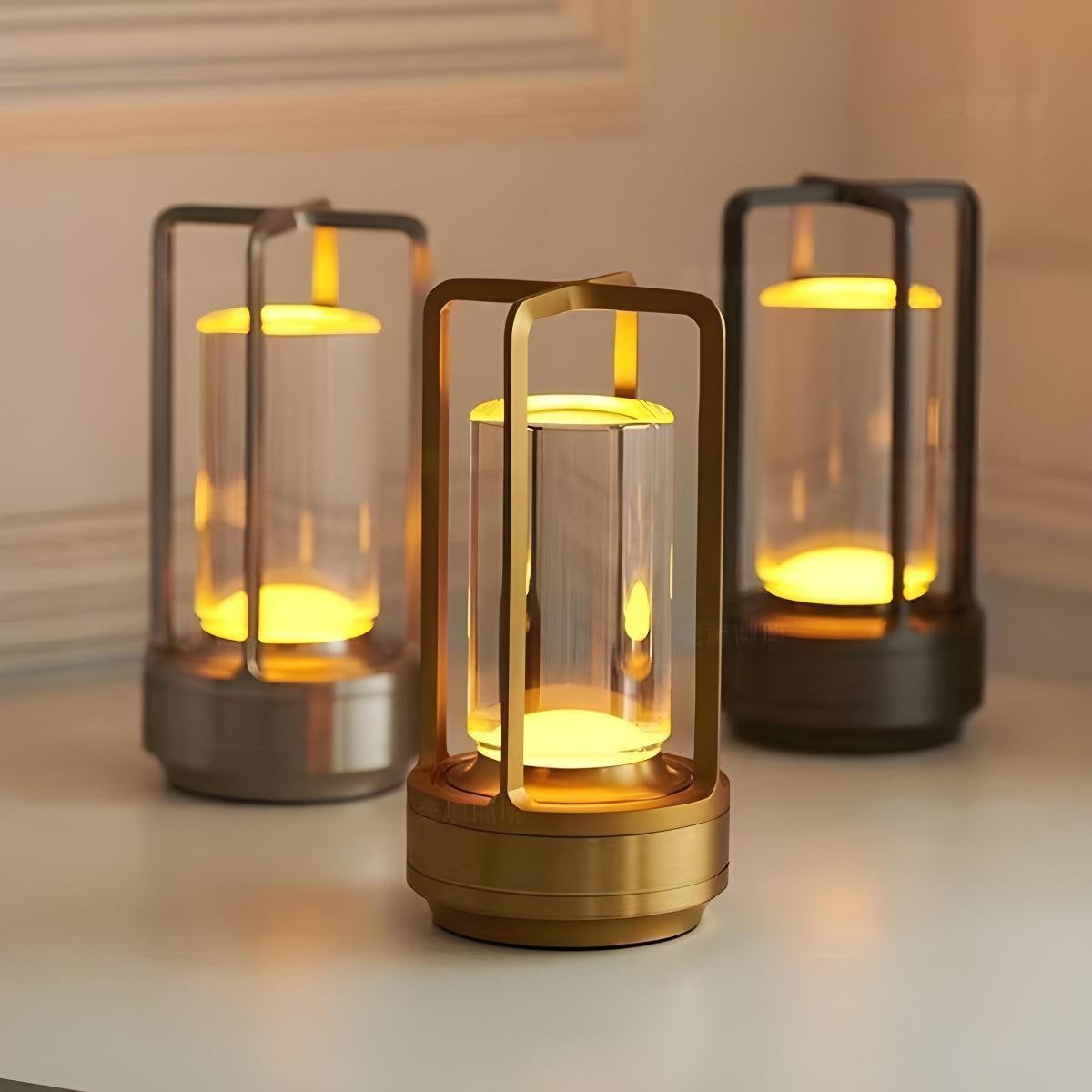 Caged Crystal Table Lamp With Cordless Rechargeable Touch Sensor