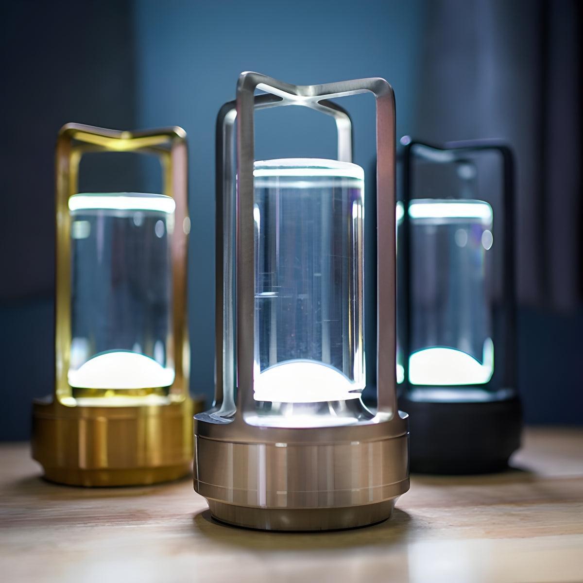 Caged Crystal Table Lamp With Cordless Rechargeable Touch Sensor