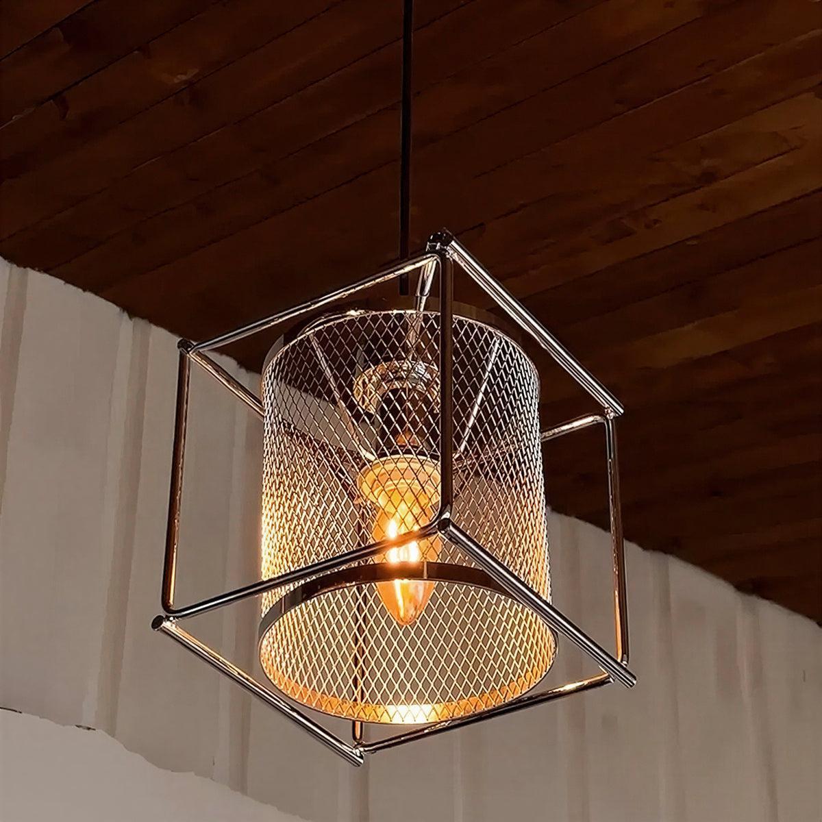 Caged Hanging Pendant Lighting Fixture for Kitchen and Bar Areas