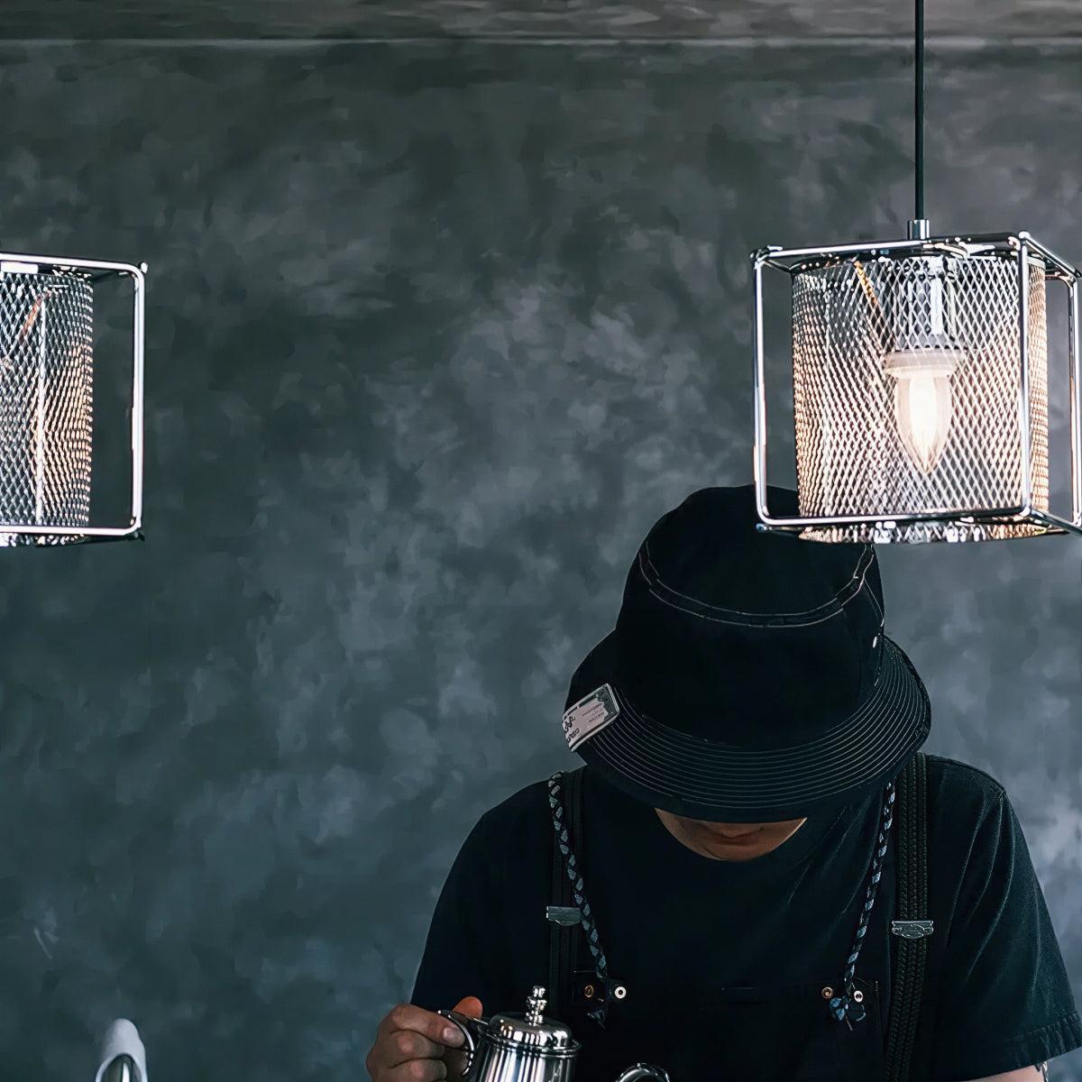 Caged Hanging Pendant Lighting Fixture for Kitchen and Bar Areas