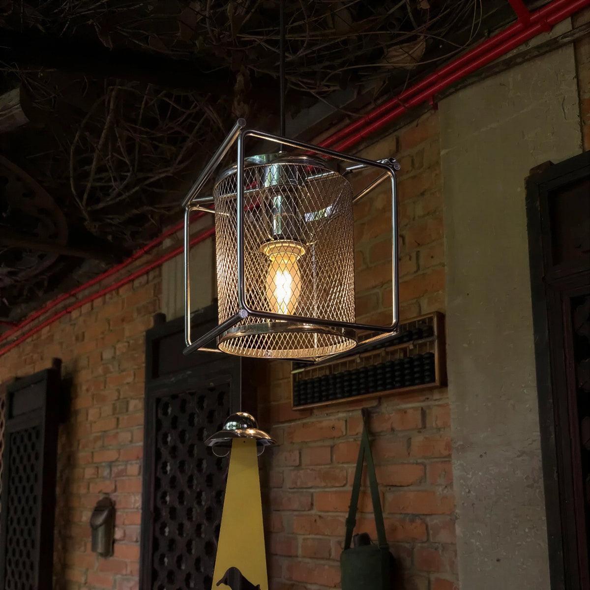 Caged Hanging Pendant Lighting Fixture for Kitchen and Bar Areas