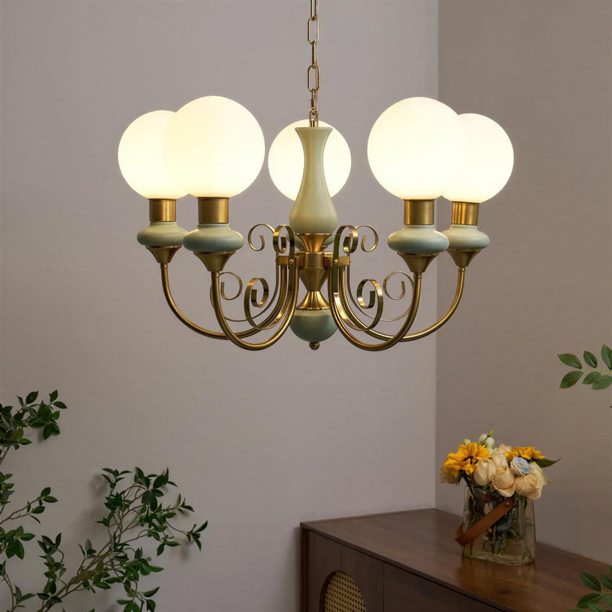 Chandelier Light With Modern Glass Globe Design