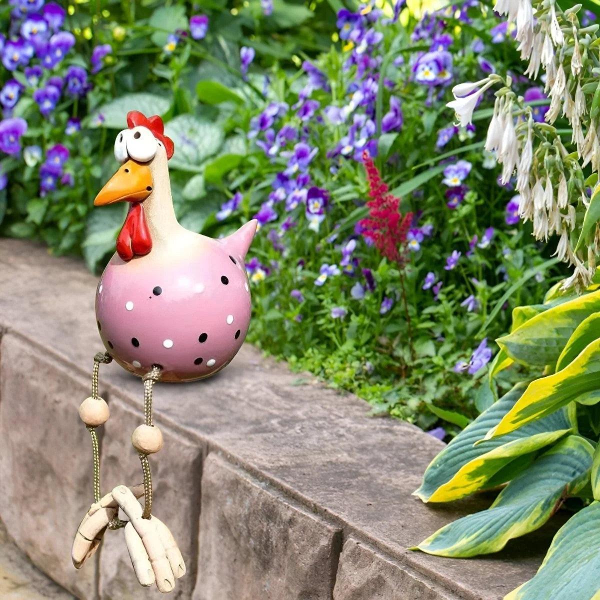 Chicken Garden Statue With Googly Eyes For Funny Lawn Ornament