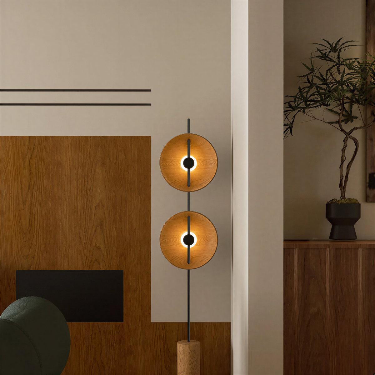 Contemporary Floor Lamp With Artistic Dual Disc Design