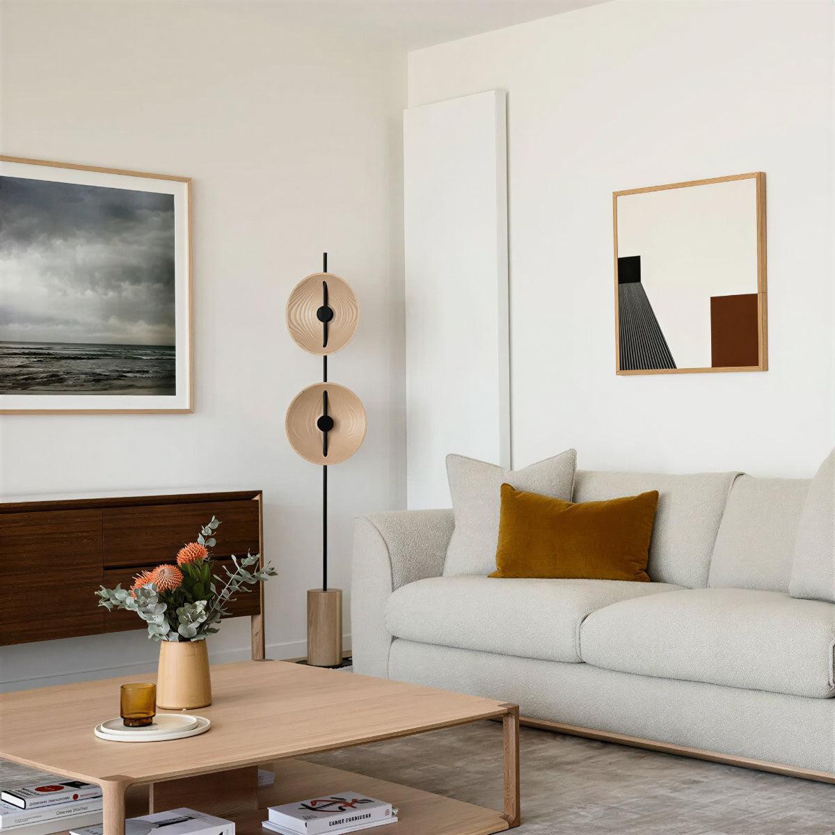 Contemporary Floor Lamp With Artistic Dual Disc Design