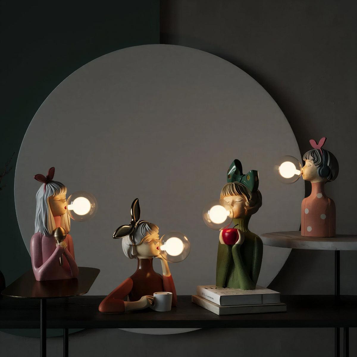 Contemporary Table Lamp With Sculptural Women Figurine For Decorative Lighting