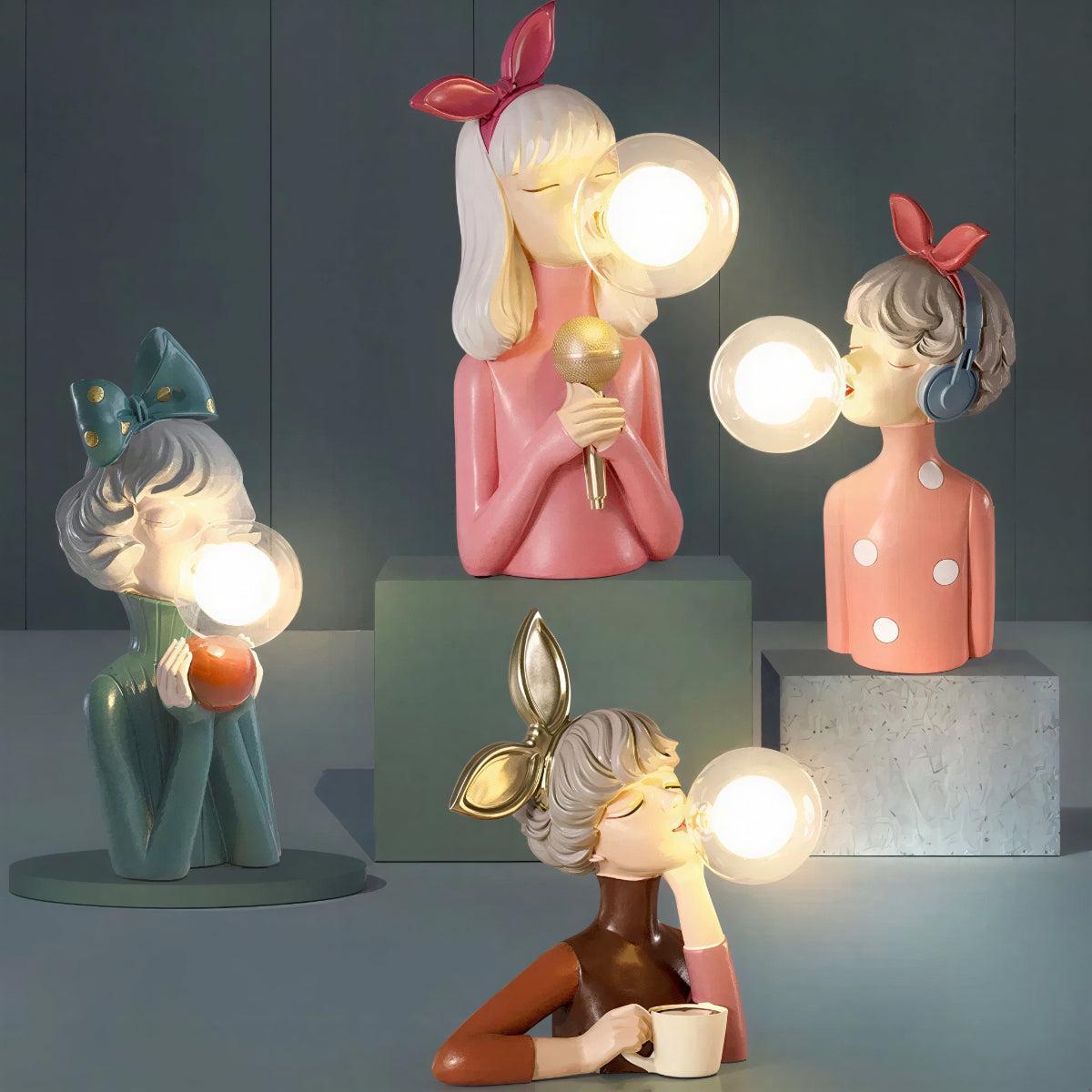 Contemporary Table Lamp With Sculptural Women Figurine For Decorative Lighting