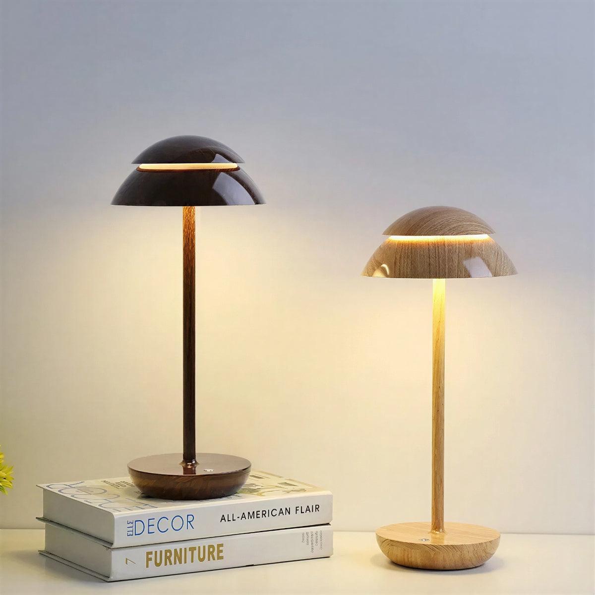 Cordless Rechargeable Mushroom Table Lamp With Touch Dimmer