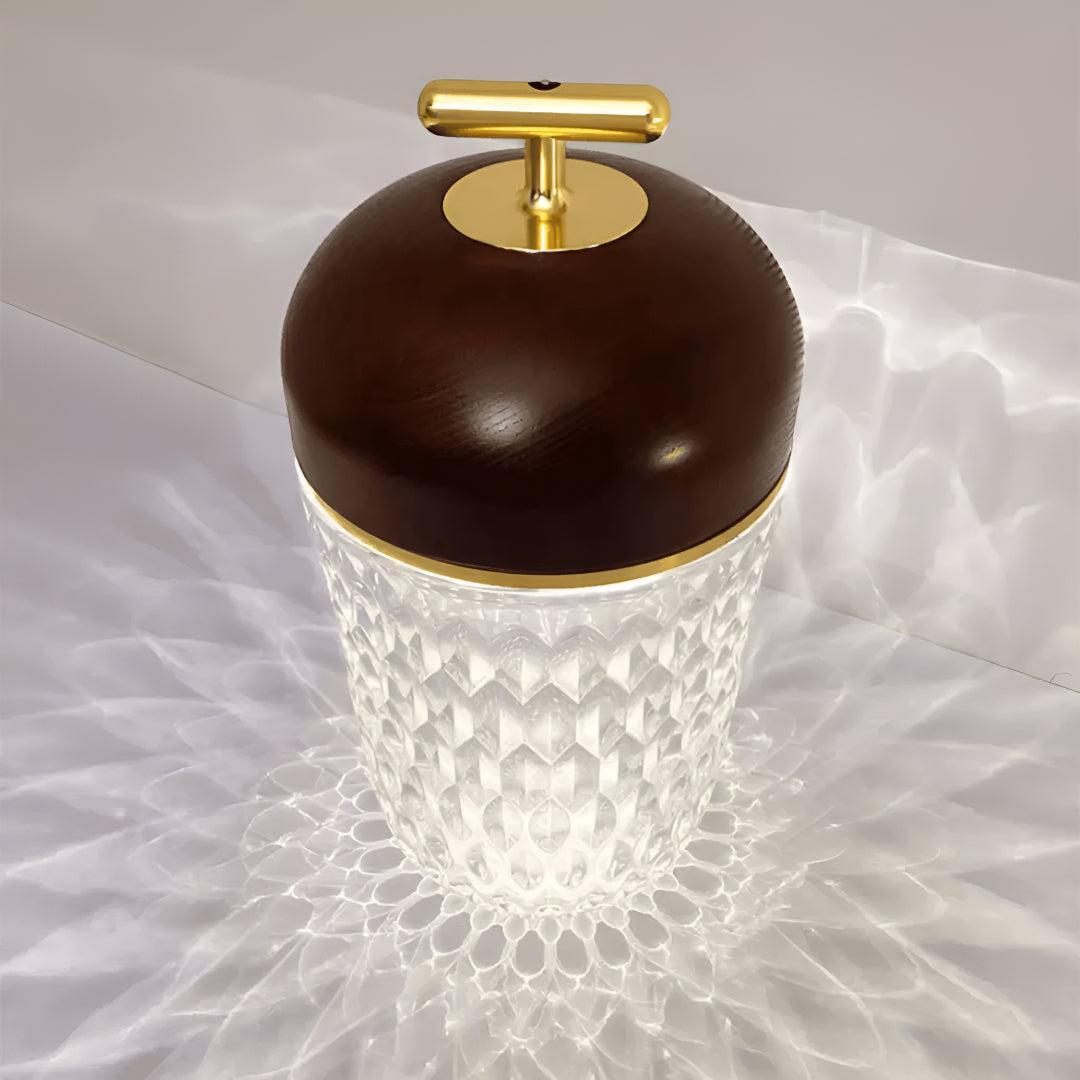 Cordless Table Lamp for Bedroom with Crystal Shade