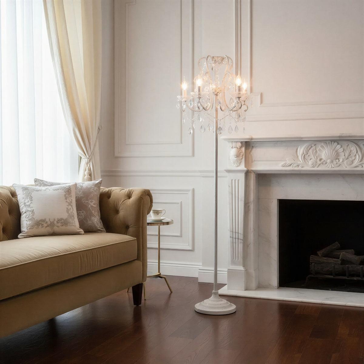 Crystal Floor Lamp for Living Room with Standing Light Design