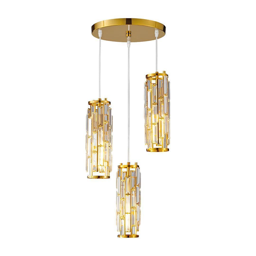 Crystal Glass Pendant Chandelier Light With Cage Design