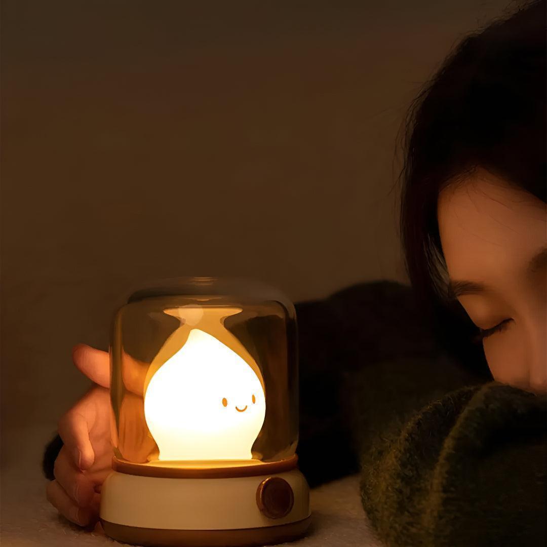 Cute Flame Night Light With Glass Dome Shade