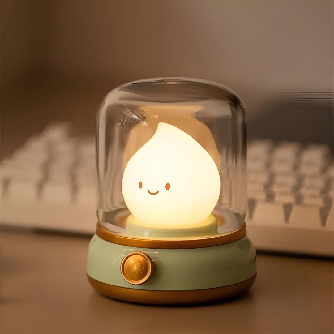 Cute Flame Night Light With Glass Dome Shade