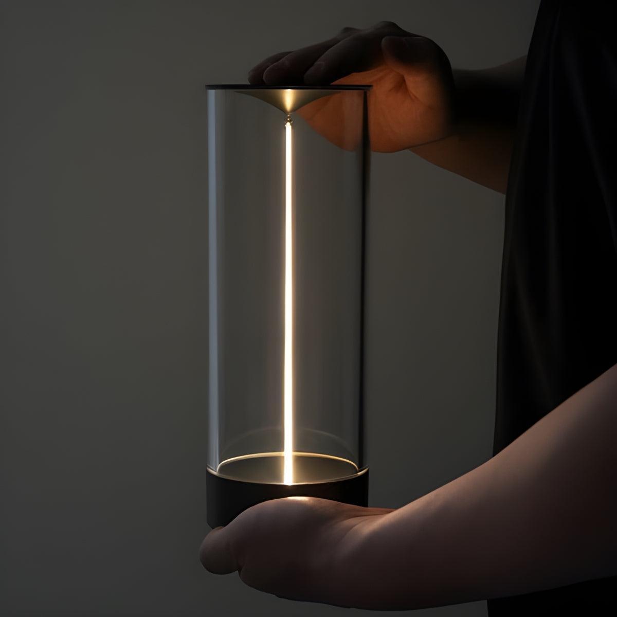 Cylinder Styled Cordless Rechargeable Table Lamp With Touch Dimmer Control