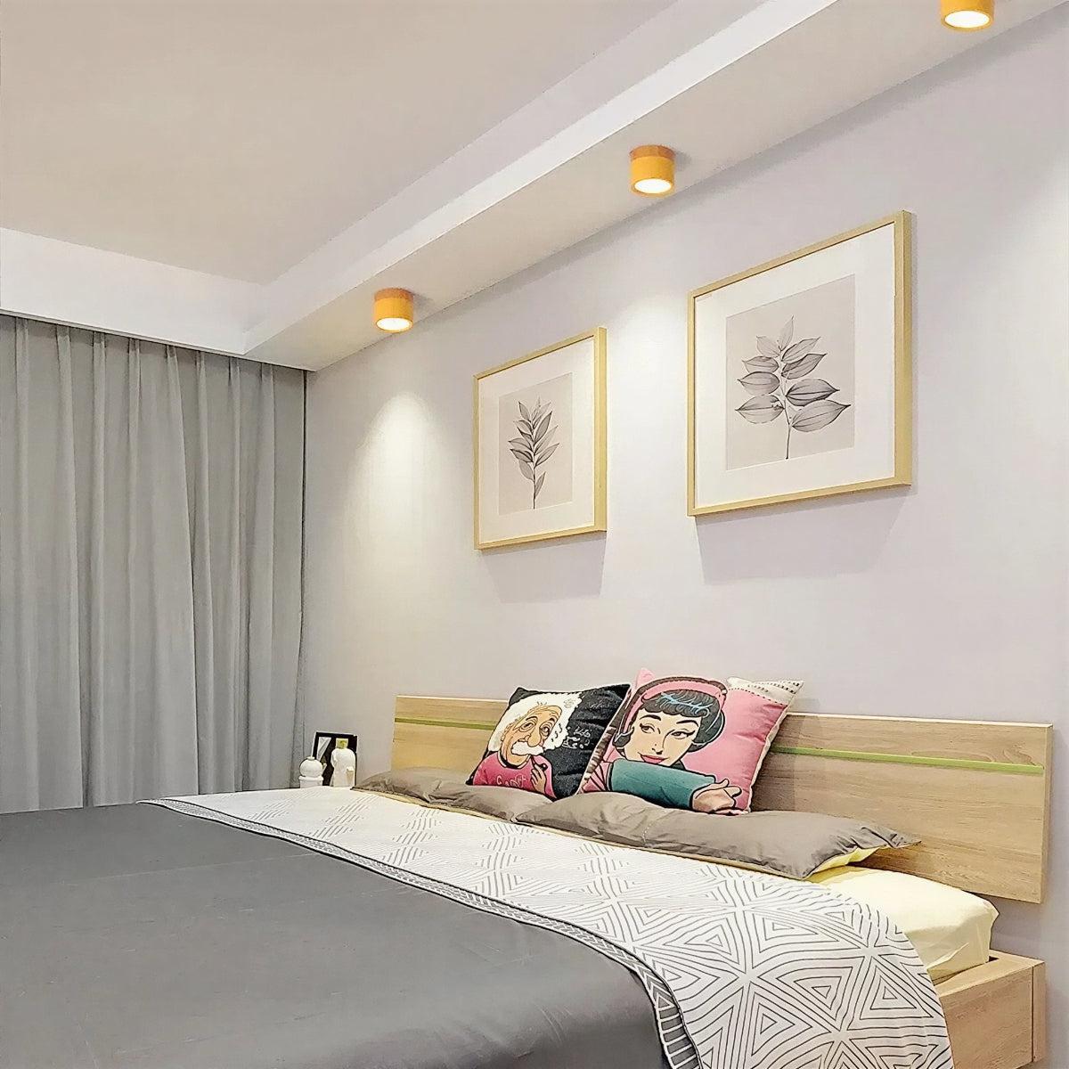 Cylindrical Flush Mount Ceiling Light Fixture With Focused Downlight
