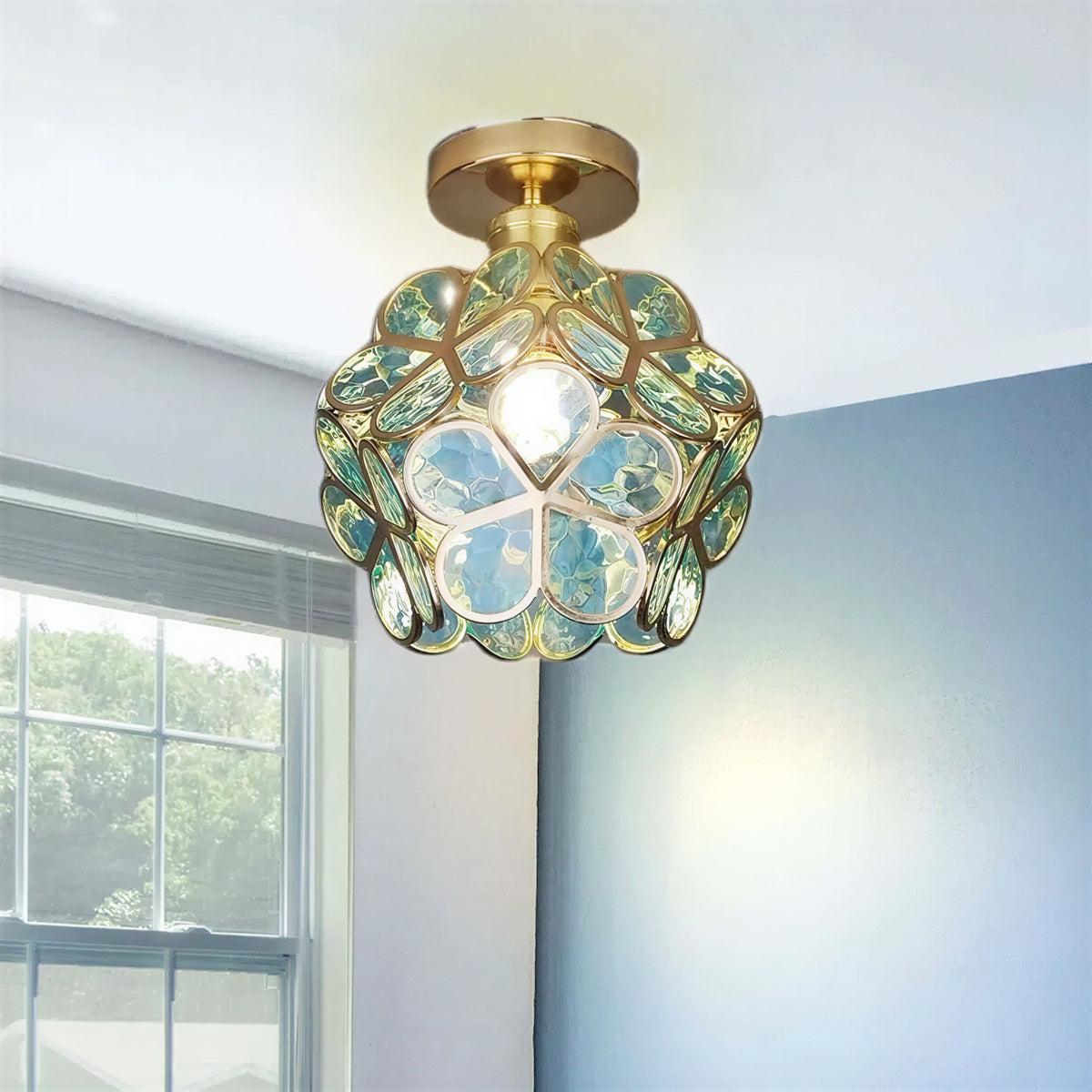 Decorative Floral Ceiling Light Fixture With Flower Shade