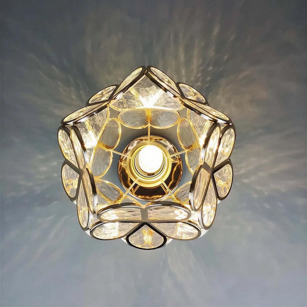 Decorative Floral Glass Ceiling Light Fixture With Flower Shade