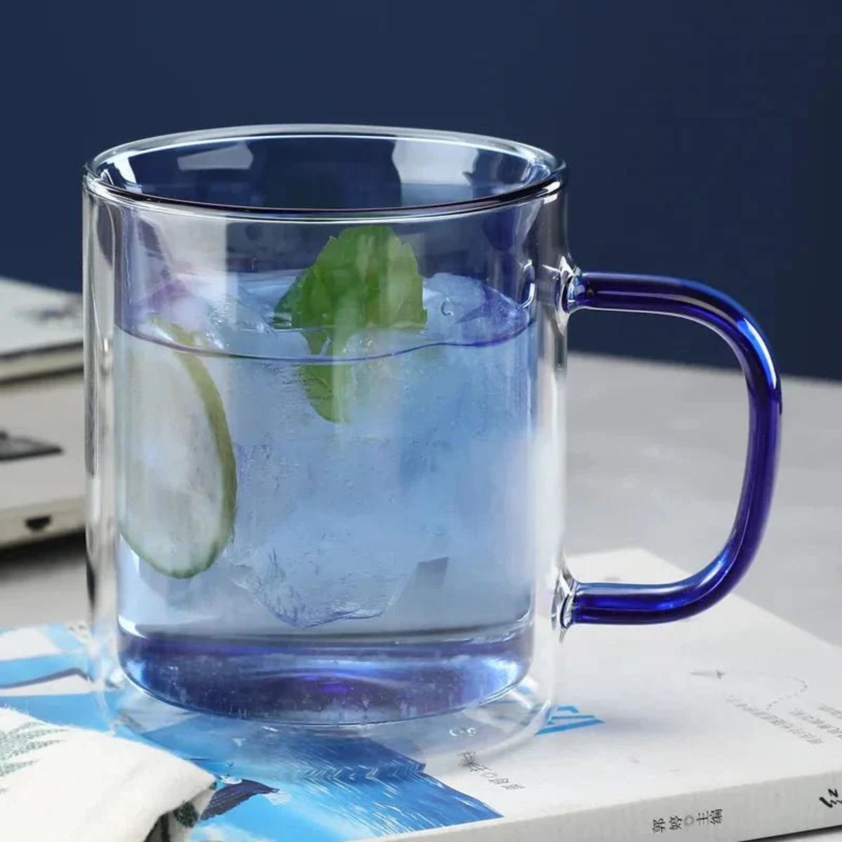 Double Walled Insulated Glass Coffee Mug With Handle