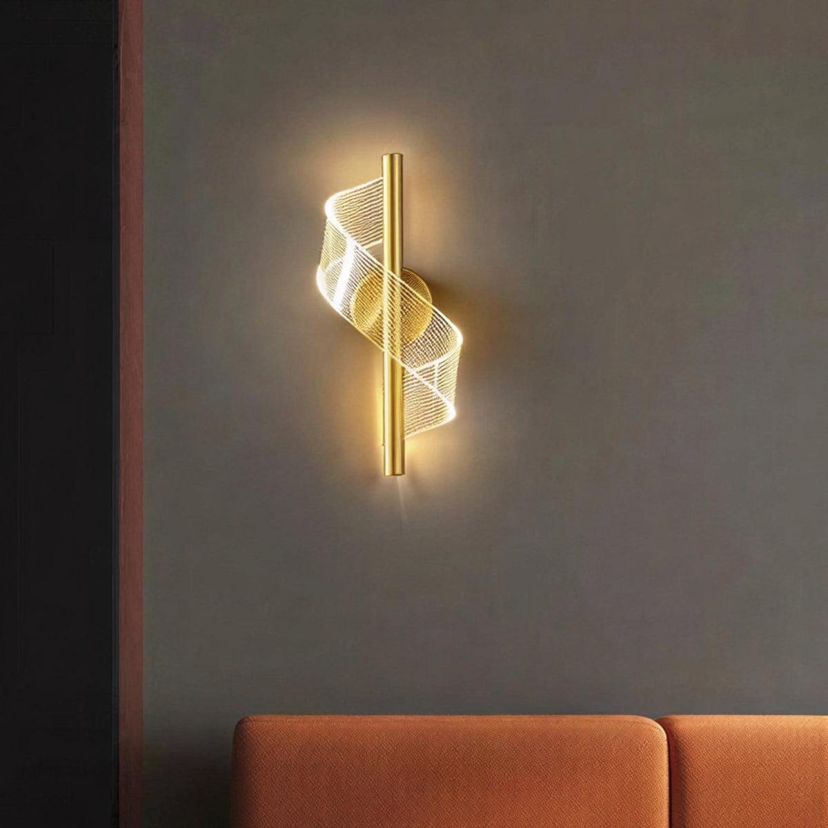 Elegant Wall Sconce Light With Decorative Spiral Ribbon Pattern