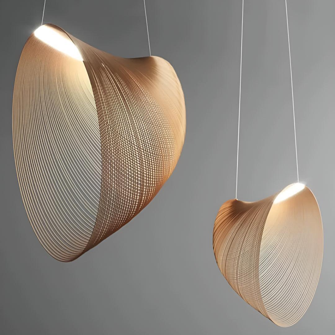 Flexible Laser Cut Plywood Pendant Light Fixture With Modern Shell Design