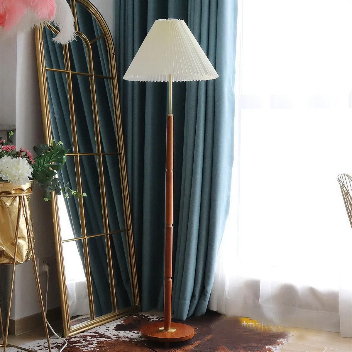 Floor Lamp with Cone Pleated Shade