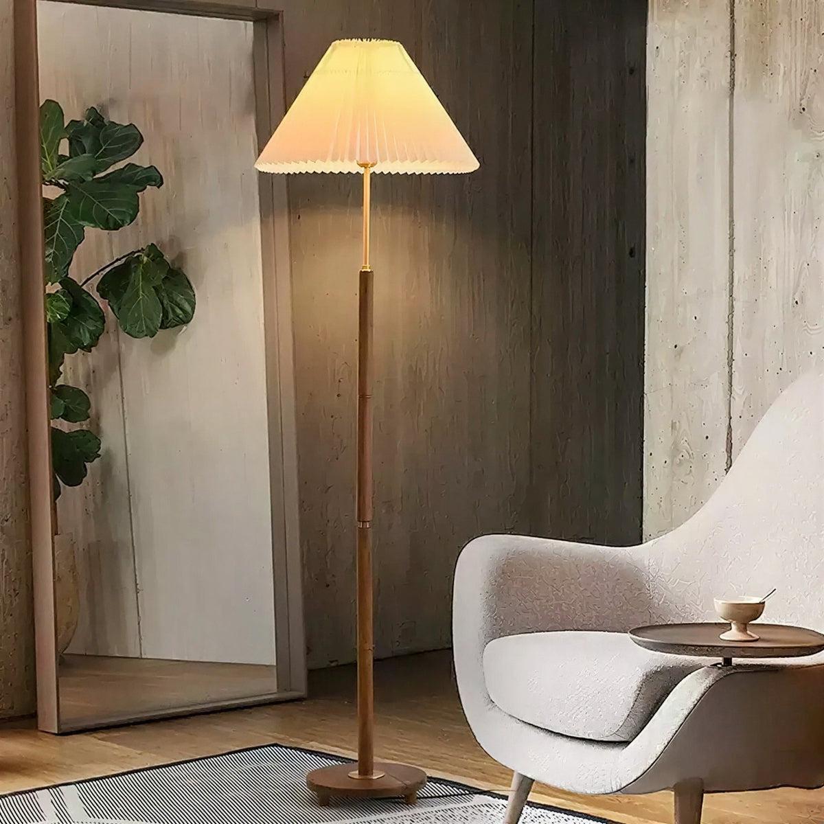 Floor Lamp with Cone Pleated Shade