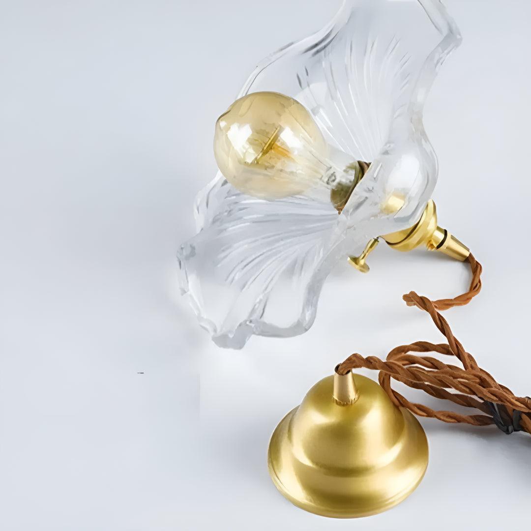 Floral Pendant Lighting Fixture With Flower Glass Shade Design