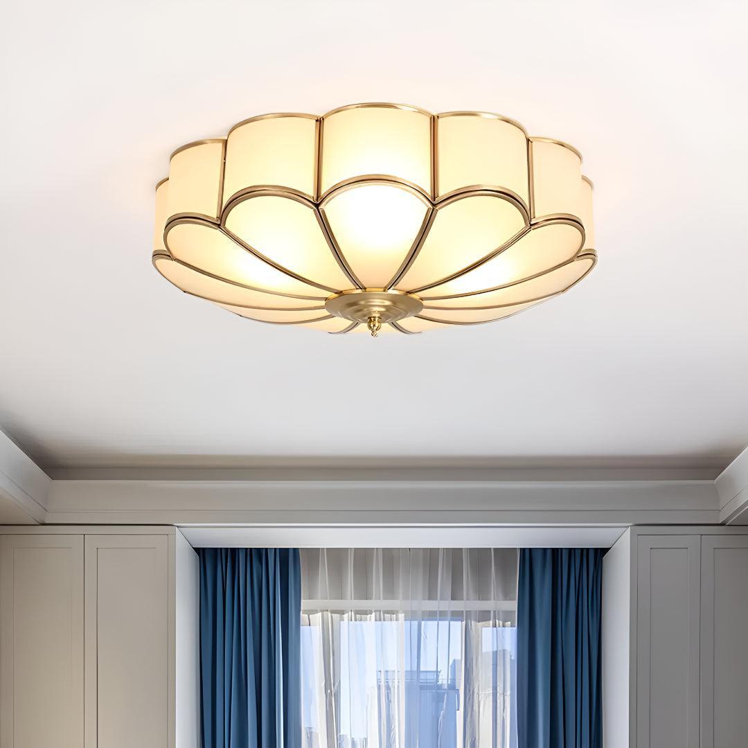 Flower Shaped Flush Mount Ceiling Light Fixture With Decorative Style
