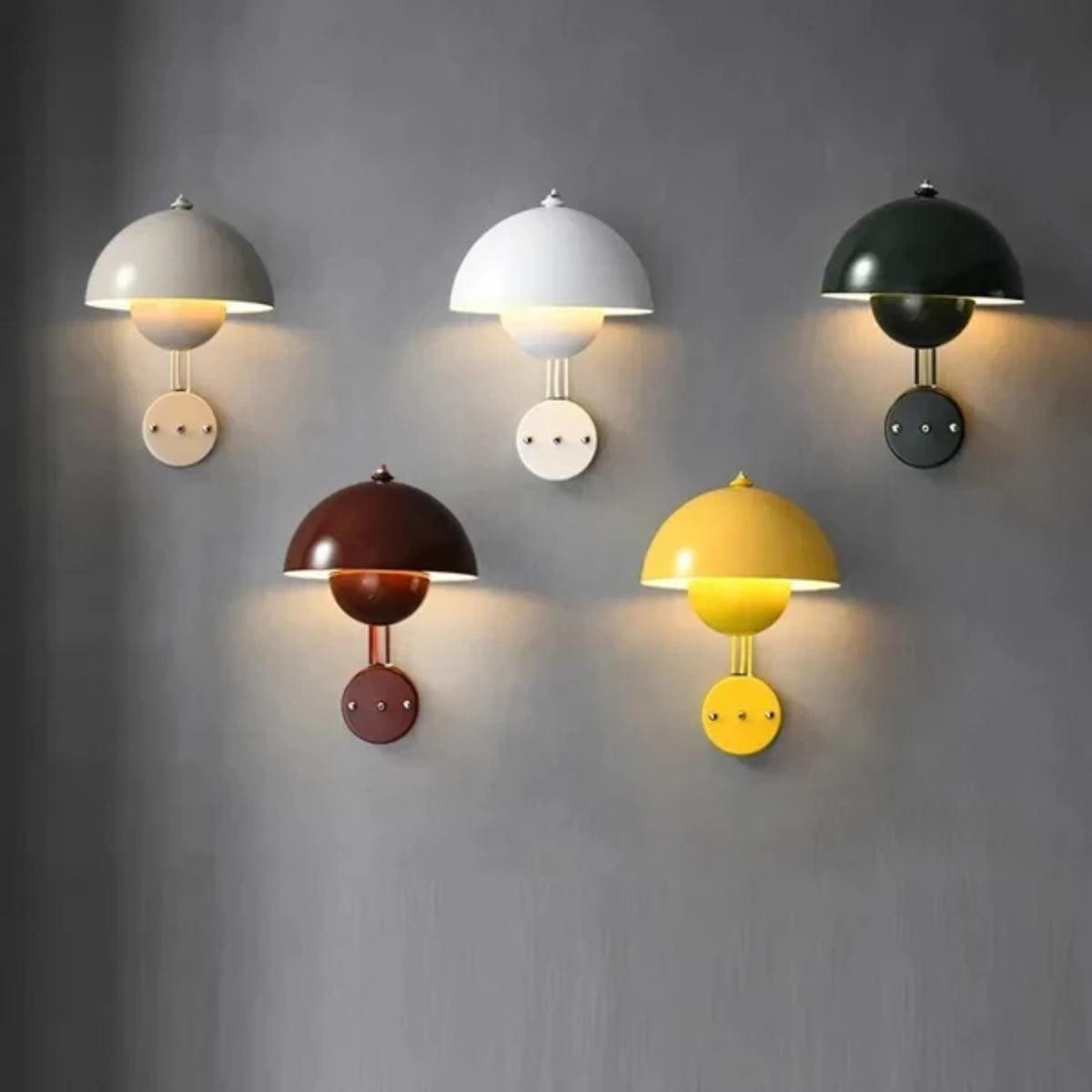 Flowerpot Styled Wall Sconce Light Fixture With Rounded Double Dome Shade