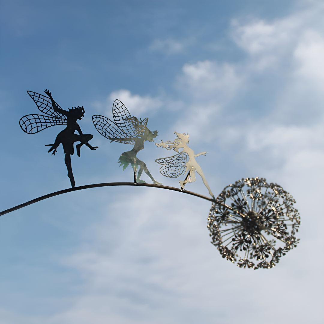 Garden Statue Fairy With Dandelion Outdoor Decor