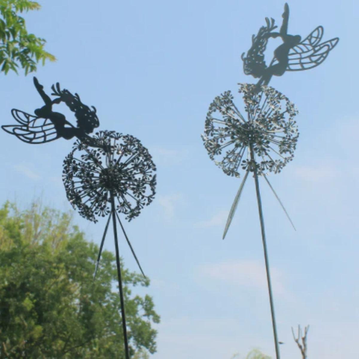 Garden Statue Fairy With Dandelion Outdoor Decor