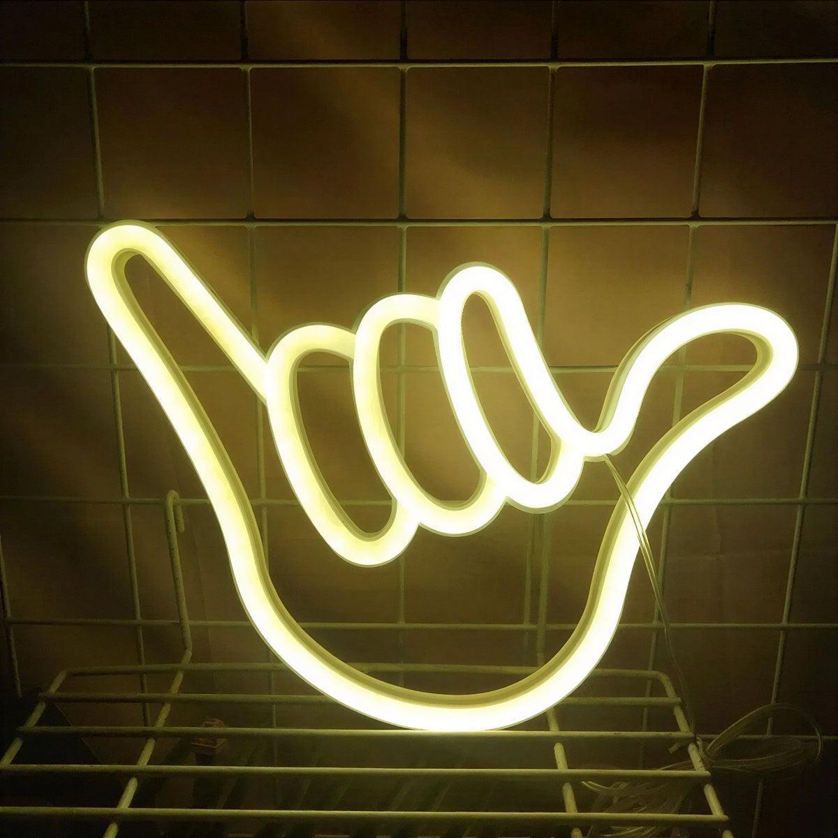 Hang Loose Shaka Hand Neon Styled Sign for Wall