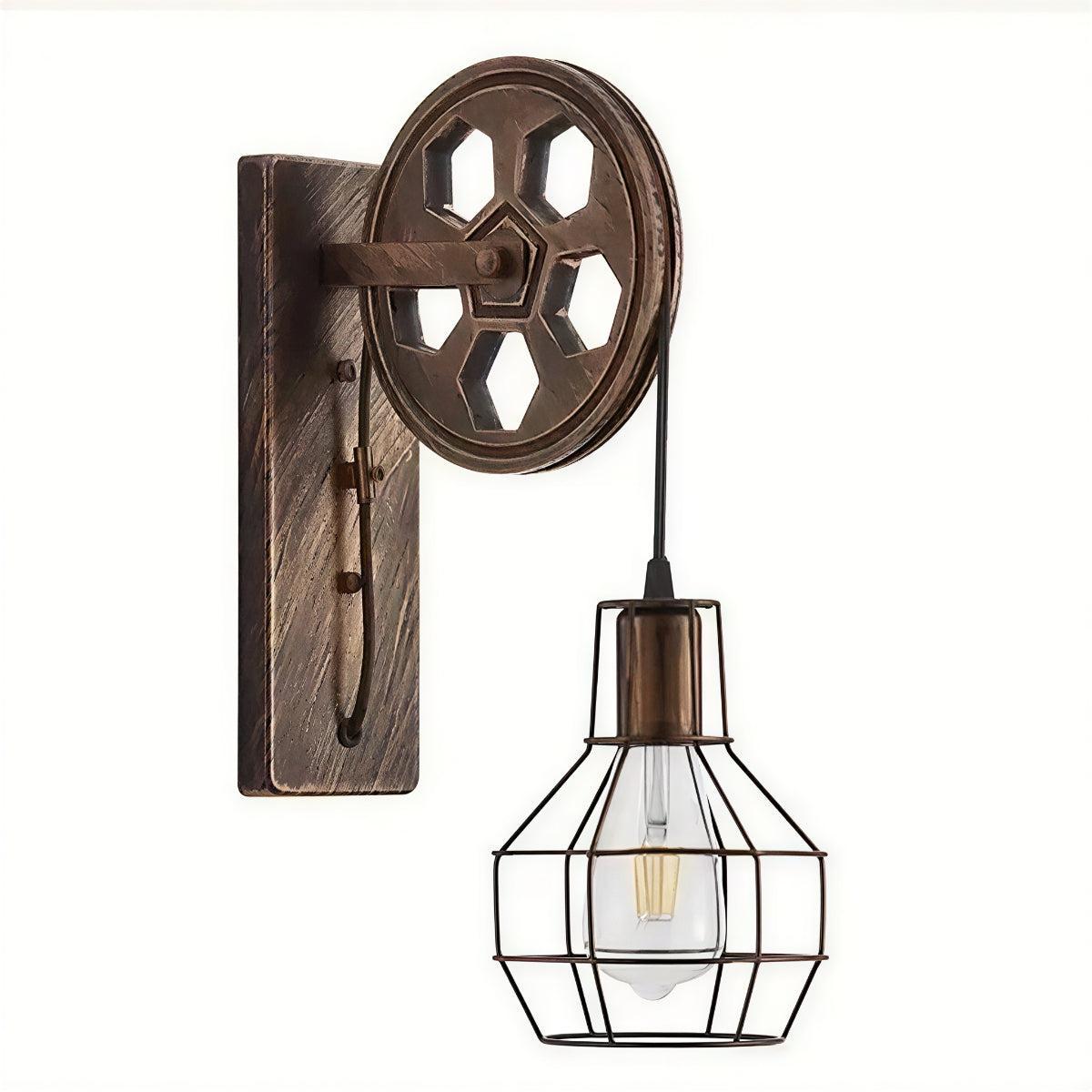Industrial Retro Wall Sconce Lighting with Pulley Design