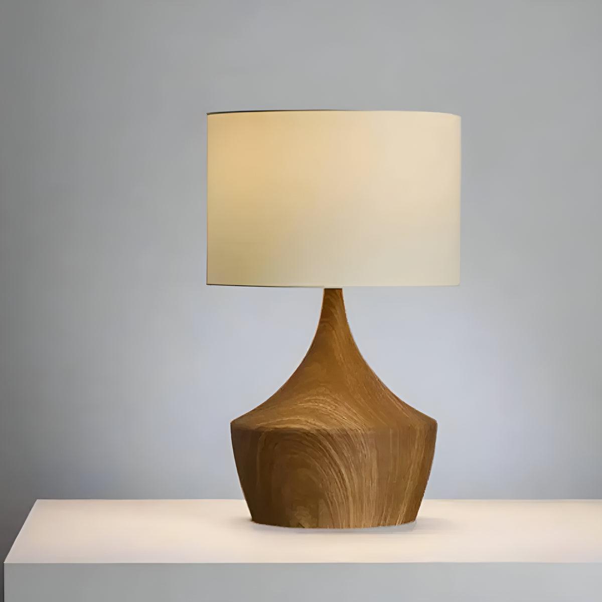 Japandi Wooden Modern Table Lamp With Linen Shade