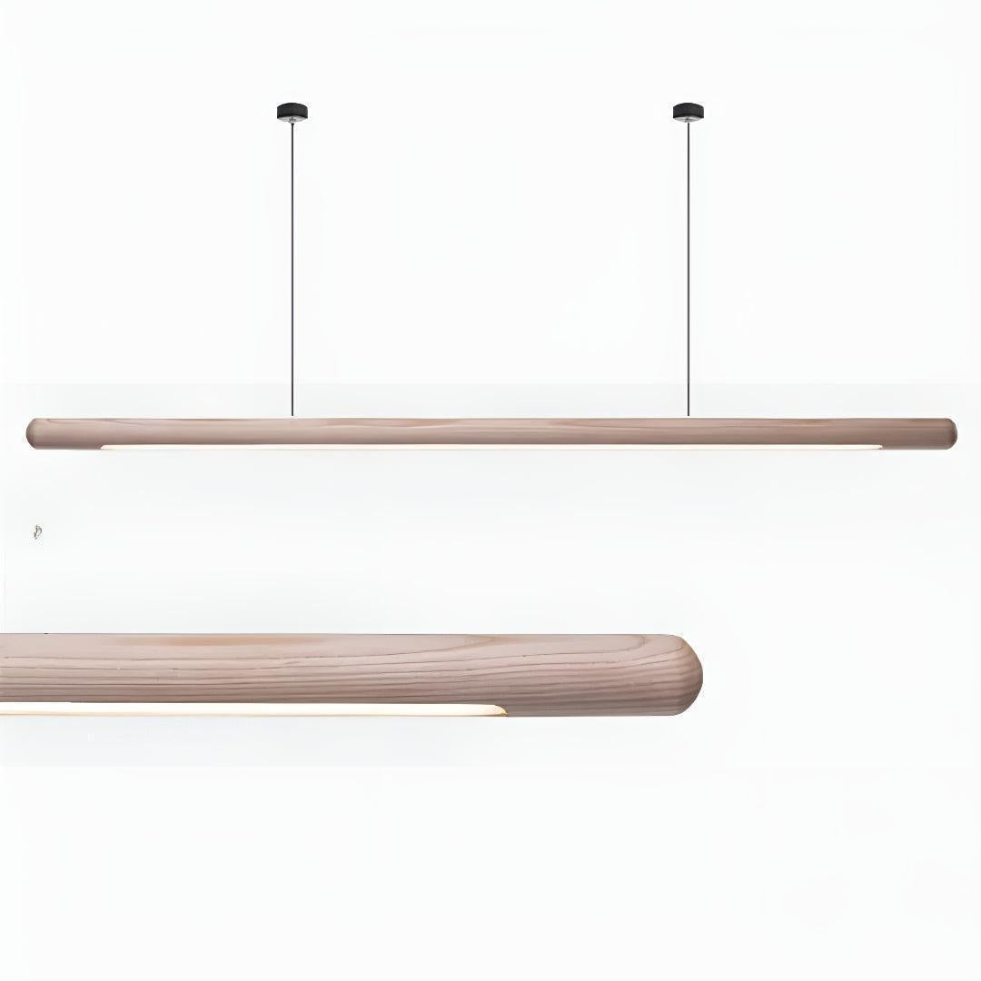 Kitchen Island Wooden Pendant Lighting With Linear Bar Design