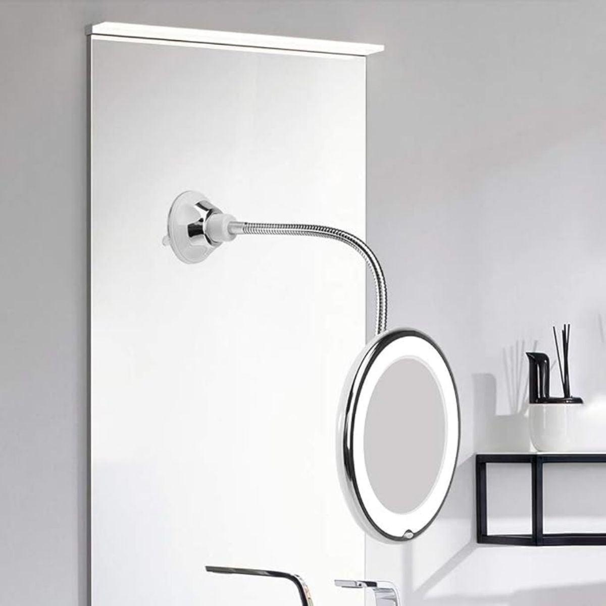 LED Illuminated Bathroom Vanity Mirror With 10x Magnification