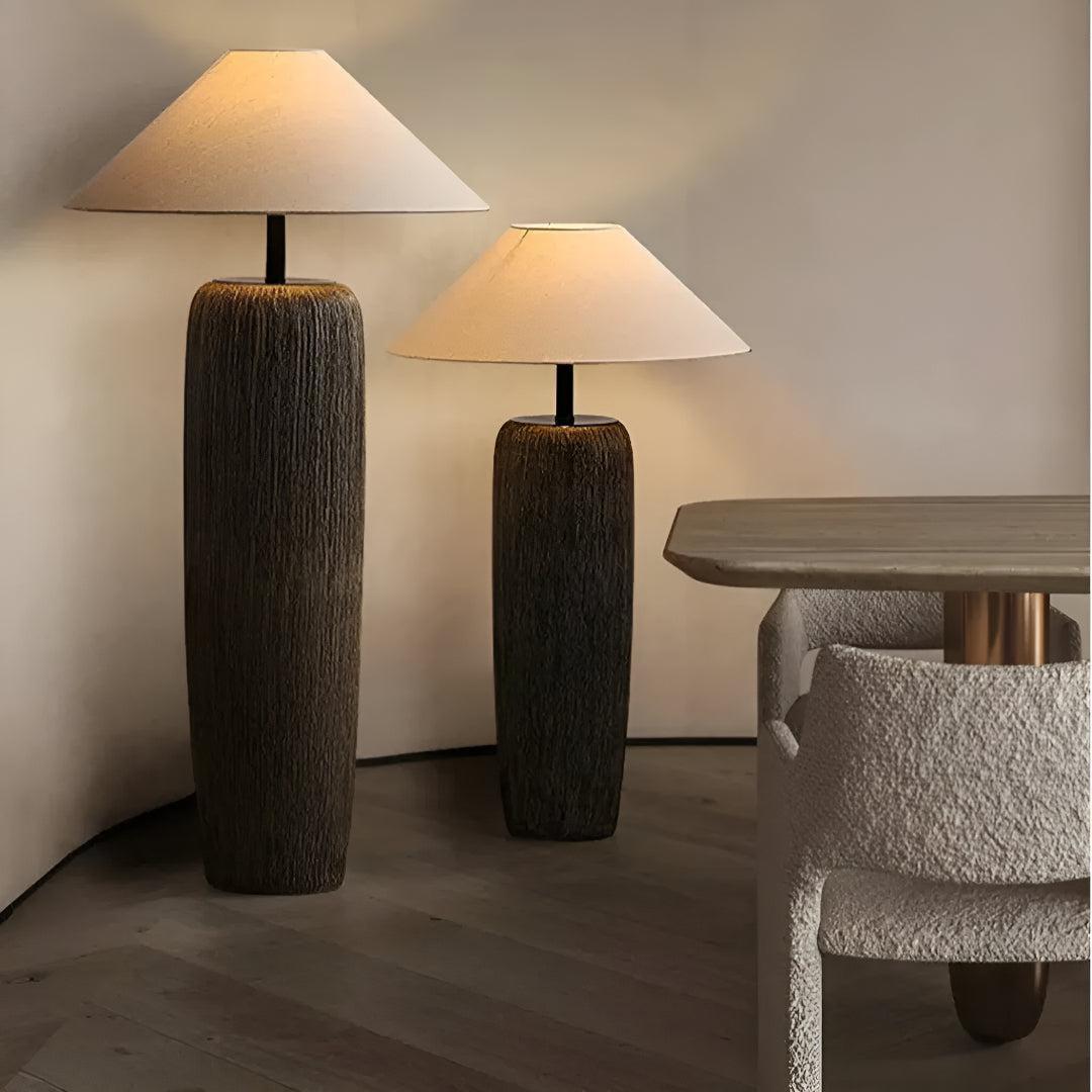 Living Room Floor Lamp With Ambient Light and Pottery Base