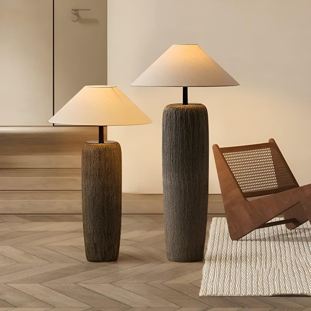 Living Room Floor Lamp With Ambient Light and Pottery Base