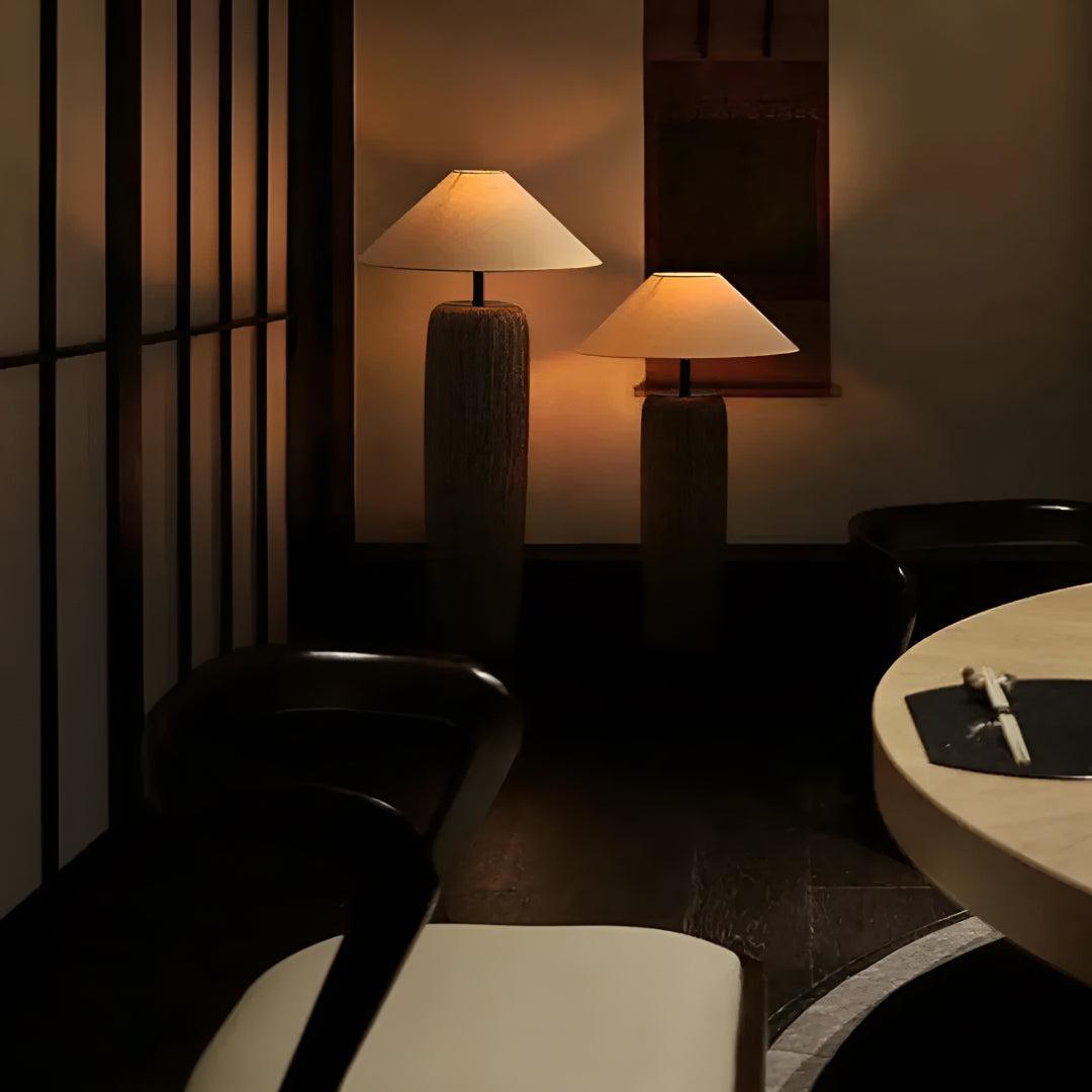 Living Room Floor Lamp With Ambient Light and Pottery Base