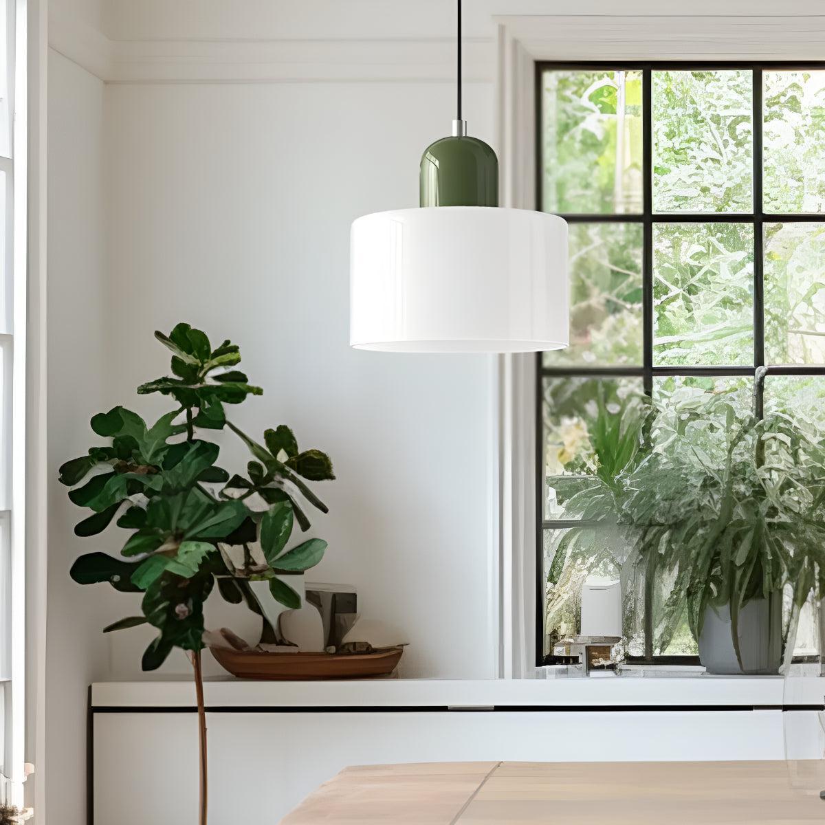 Mid Century Bauhaus Style Glass Pendant Light Fixture