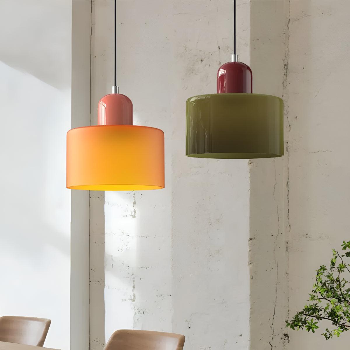 Mid Century Bauhaus Style Glass Pendant Light Fixture
