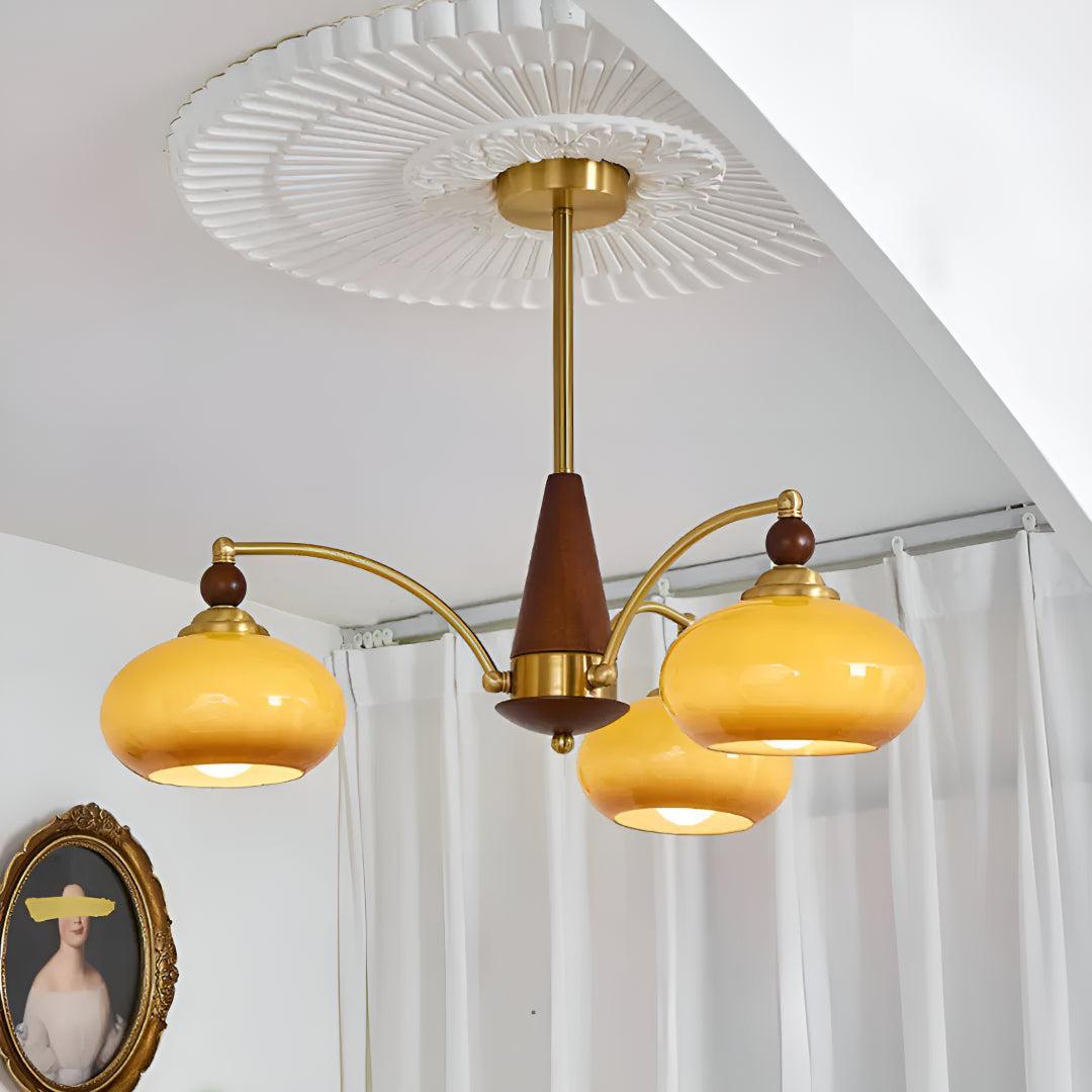 Mid Century Dining Room Chandelier Light Fixture With Glass Shades