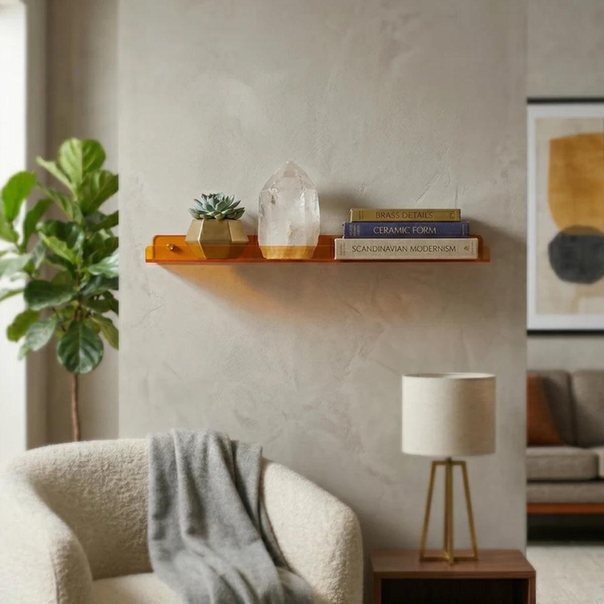 Modern Acrylic Styled Floating Wall Mounted Shelf