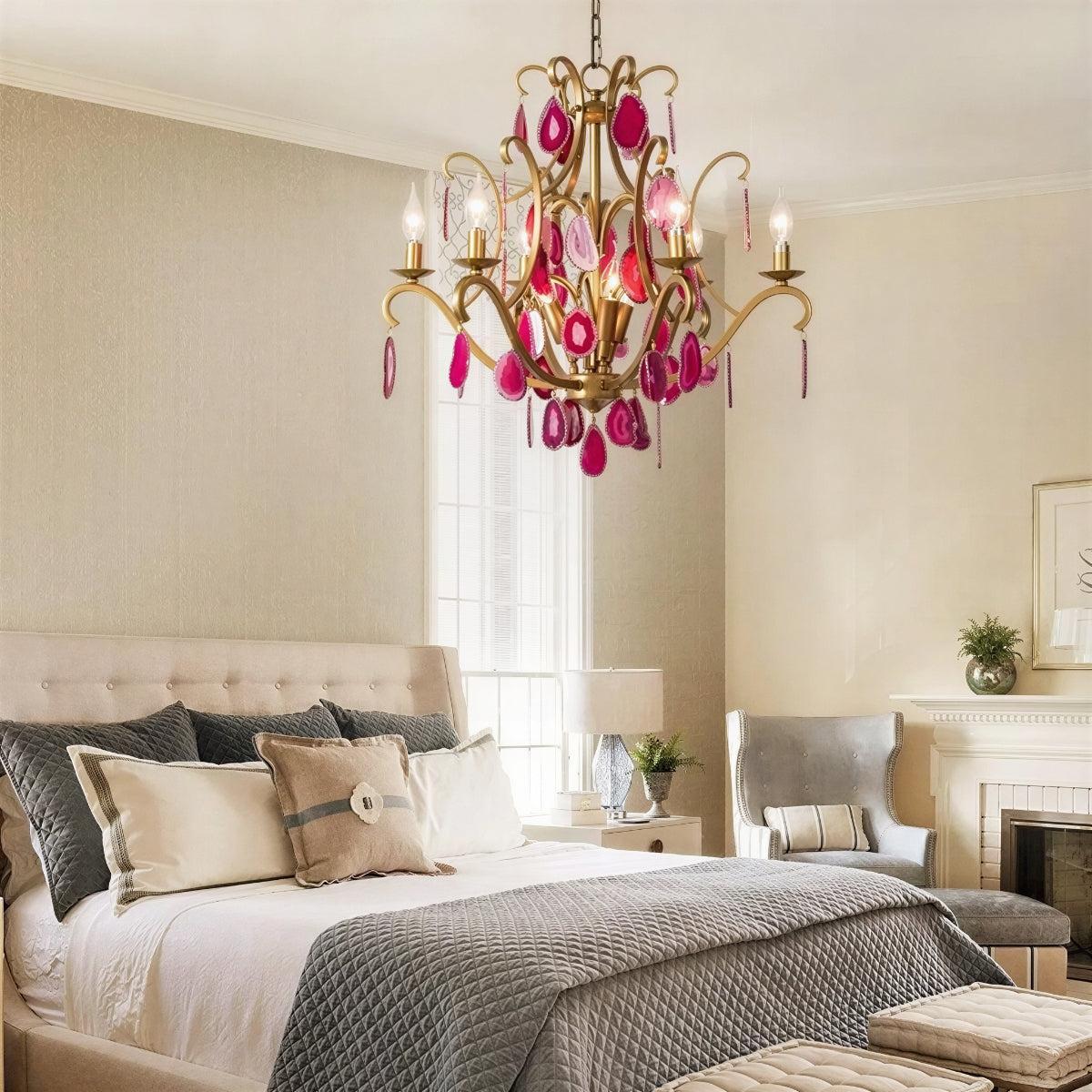 Modern Crystal Chandelier Light With Agate Design